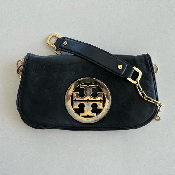 Tory Burch Handbags - Tory Burch Black Leather Crossbody Bag With Gold Chain